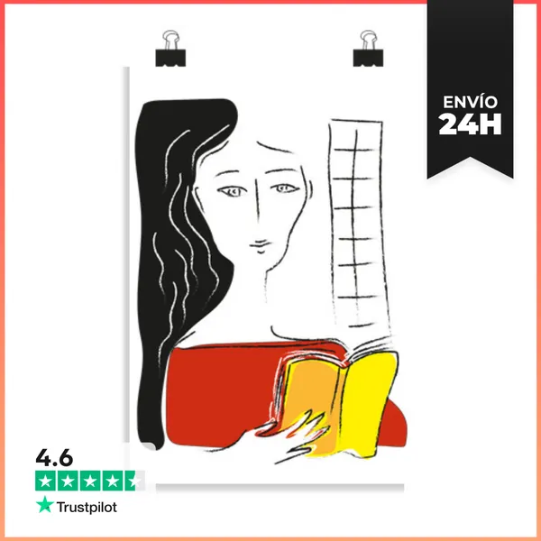 Póster Vertical Lectora Junto A La Ventana LaTostadora