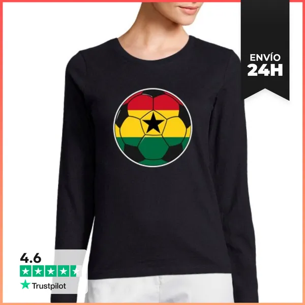 Camiseta Mujer Manga Larga Equipo De Fútbol Ghana LaTostadora