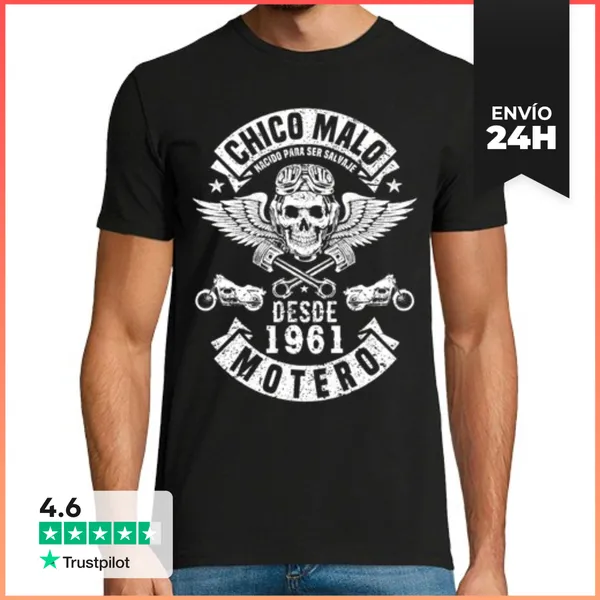 Camiseta Hombre Clásica Chico Malo Motero Desde 1961 LaTostadora