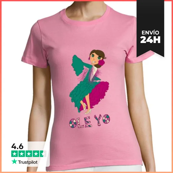 Camiseta Mujer Clásica Ole Yo, La Gitana Flamenca 2 LaTostadora