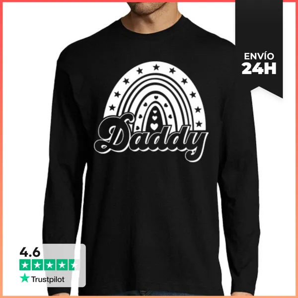 Camiseta Hombre Manga Larga DADDY ARCOIRIS CORAZONES LaTostadora