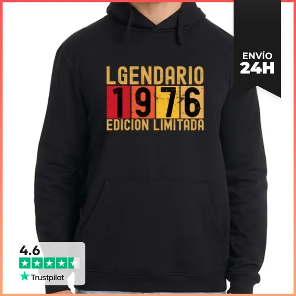 Sudadera Unisex Con Capucha Legendario 1976 Edicion Limitada