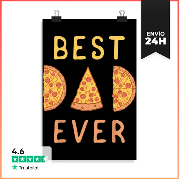 Póster Vertical El Mejor Papá Del Mundo Amante De La Pizza Padres
