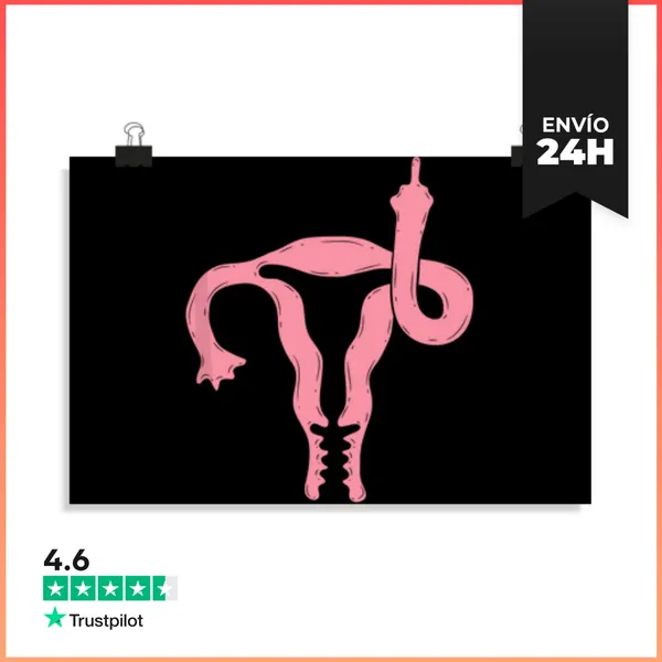Póster Horizontal Útero Muestra El Dedo Medio Feminista