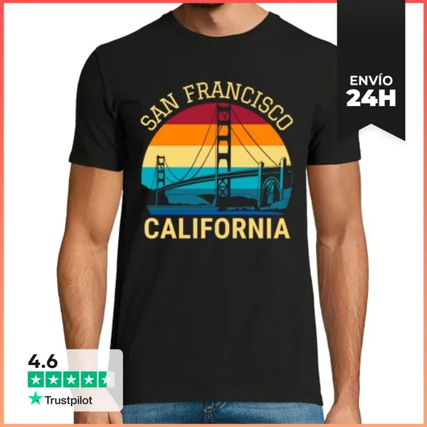 Camiseta Hombre Clásica San Francisco California Puente Dorado