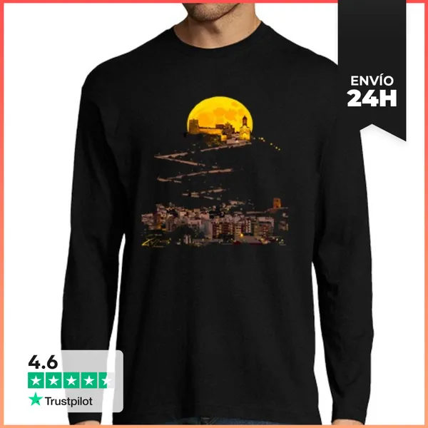 Camiseta Hombre Manga Larga Hombre, Manga Larga, Negra