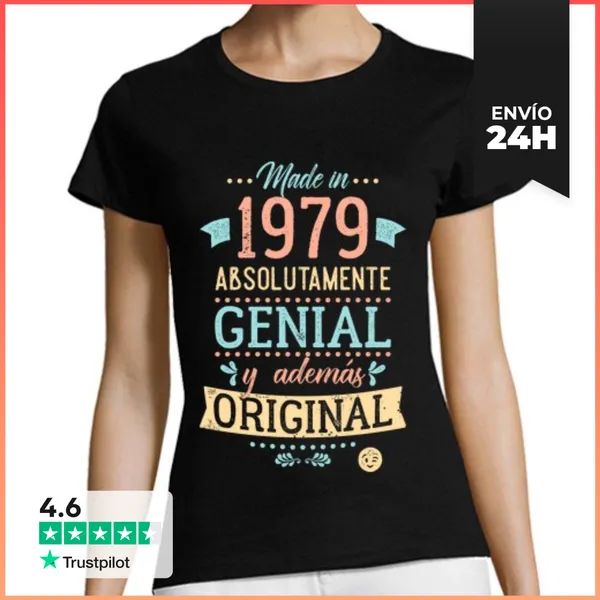 Camiseta Mujer Clásica Made In 1979 Absolutamente Genial