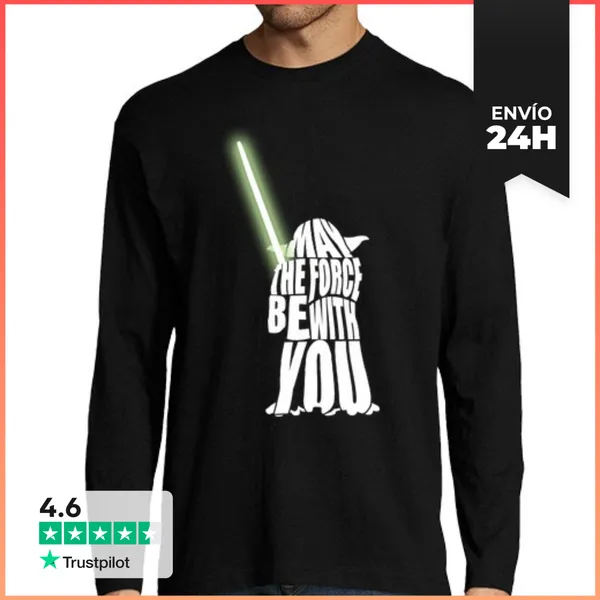 Camiseta Hombre Manga Larga Star Wars Yoda LaTostadora