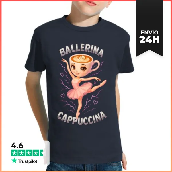 Camiseta Clásica Para Niños Ballerina Cappuccina Brainrot