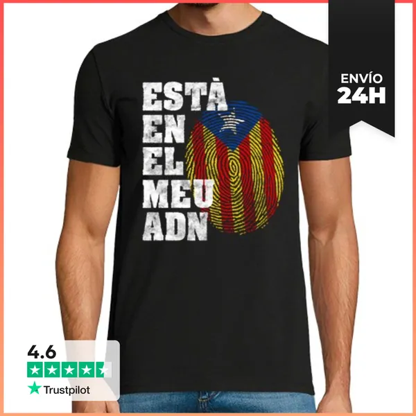 Camiseta Hombre Clásica Está En Mi ADN Bandera Catalunya Catalá
