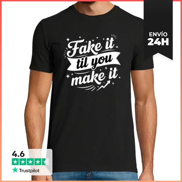 Camiseta Hombre Clásica Finge Hasta Que Lo Logres LaTostadora