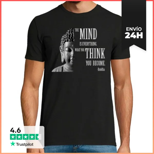 Camiseta Hombre Clásica Buda, Atención Plena, Sabiduría, Pensar,
