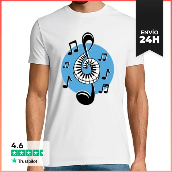 Camiseta Hombre Clásica Camiseta Musical Rock And Roll Piano