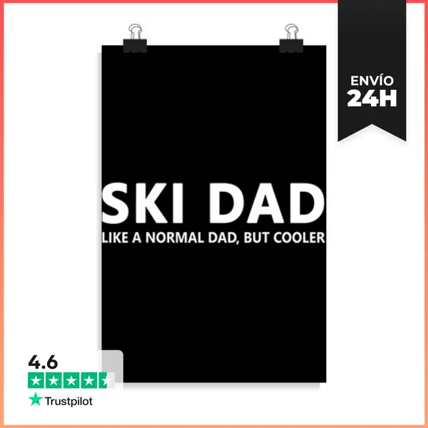 Póster Vertical Padre Esquiador Divertido Papá Esquiador