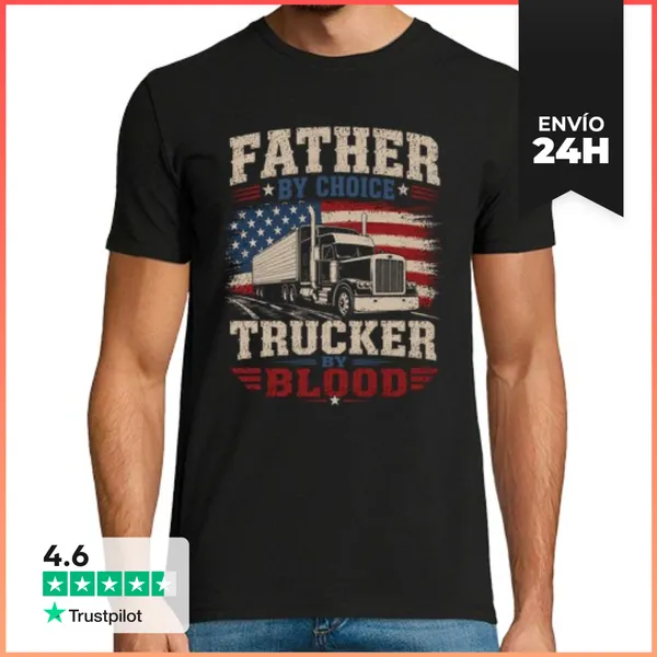Camiseta Hombre Clásica Padre Por Elección Camionero De Sangre