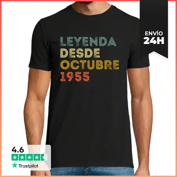 Camiseta Hombre Clásica Octubre 1955 Vintage Cumpleaños Retro