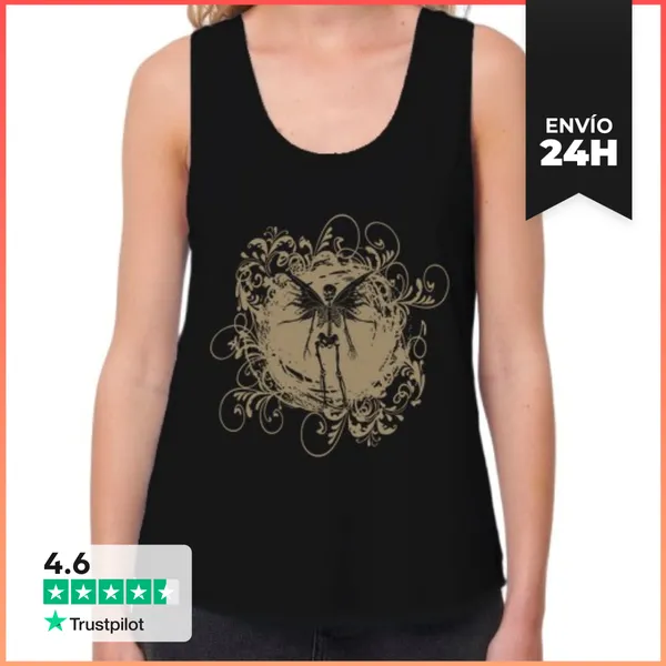 Camiseta Mujer Sin Mangas, Loose Fit Estética Fairy Grunge