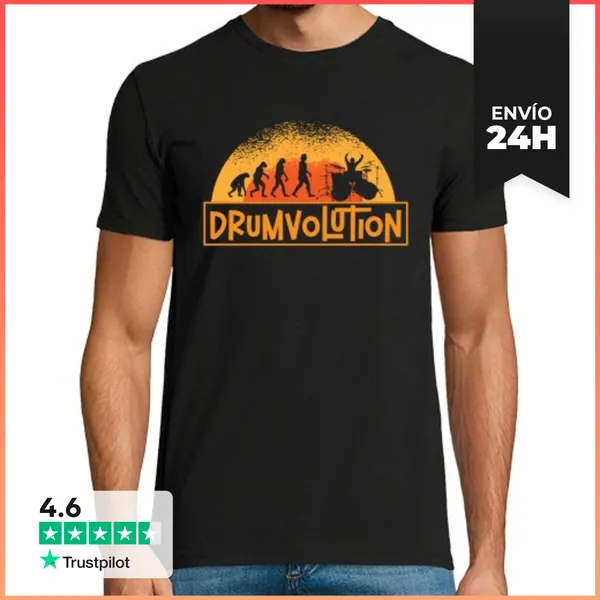 Camiseta Hombre Clásica Drumvolution Drums Drumming Percussion