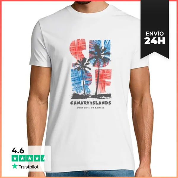 Camiseta Hombre Clásica Islas Canarias Paraíso Del Surf