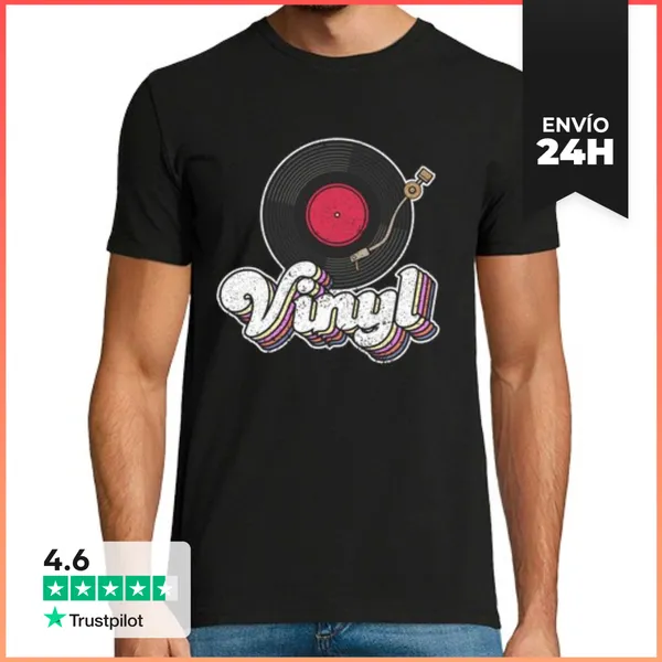 Camiseta Hombre Clásica Disco De Vinilo Tocadiscos Jugador Aman