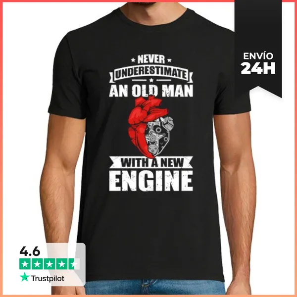 Camiseta Hombre Clásica Trasplante De Corazón Anciano Cirugía D