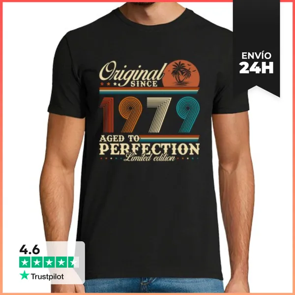 Camiseta Hombre Clásica 1979 Vintage Retro Aniversario Regalo