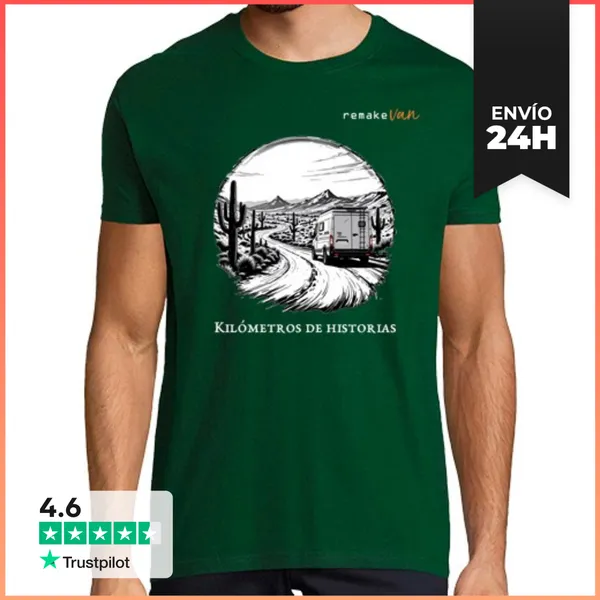 Camiseta Hombre Clásica Kilómetros Verde Hombre LaTostadora