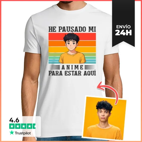 Camiseta Hombre Clásica Efecto Anime Camiseta He Pausado Mi Anime