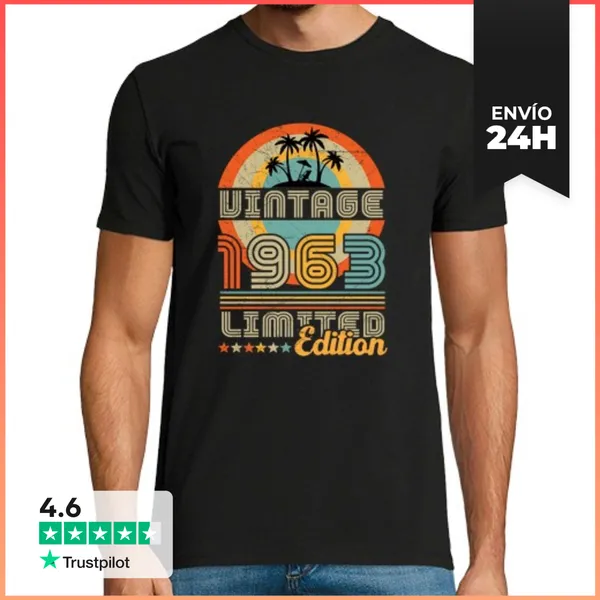 Camiseta Hombre Clásica Aniversario Retro Vintage De 1963