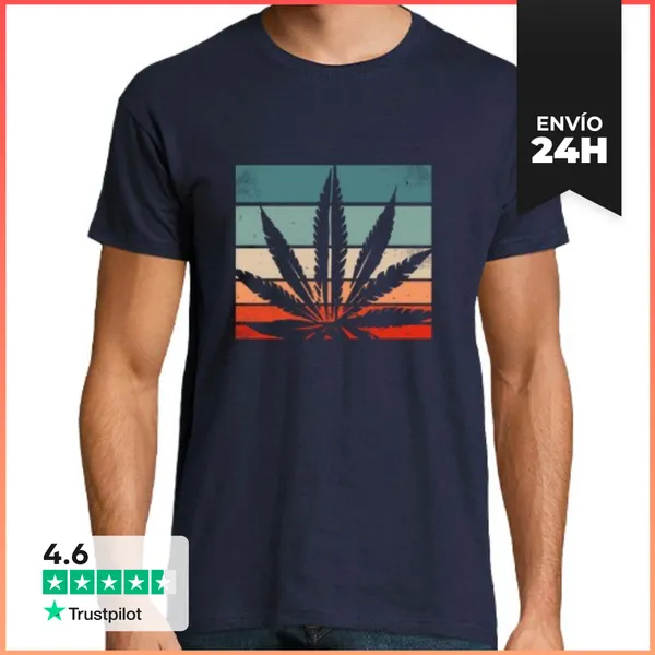 Camiseta Hombre Clásica Camiseta Retro Cannabis LaTostadora