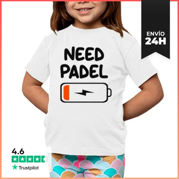 Camiseta Clásica Para Niños Necesito Padel Tenis Bateria Baja