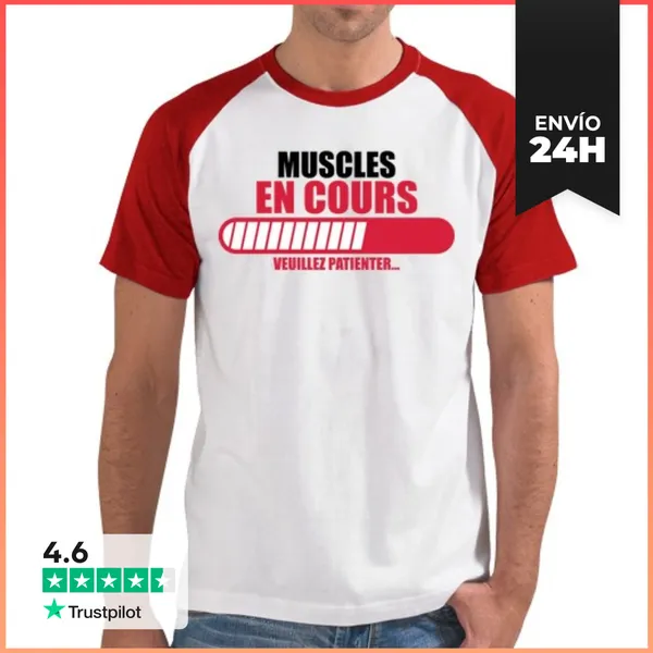 Camiseta Hombre, Estilo Béisbol Músculos En Progreso Por Favor