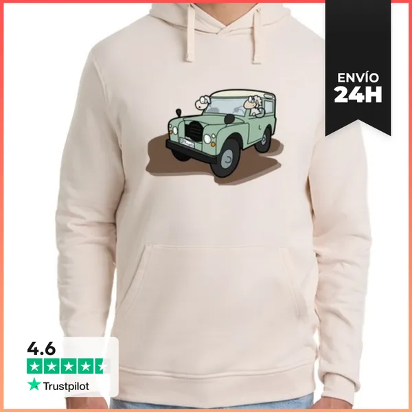 Sudadera Unisex Con Capucha Ovejas En Land Rover LaTostadora