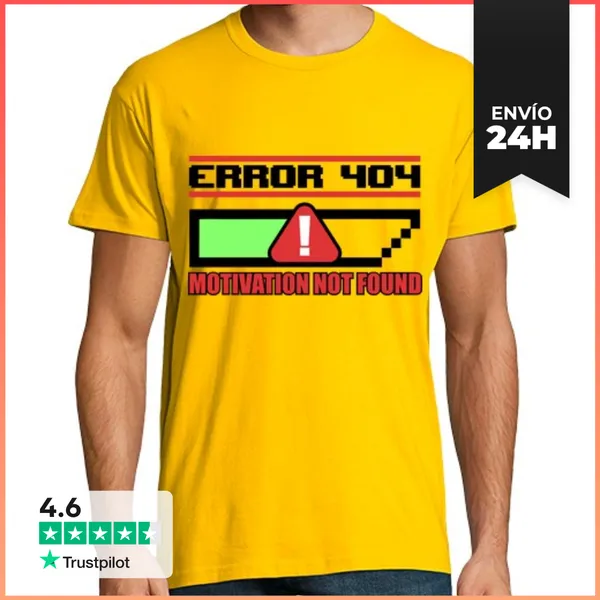 Camiseta Hombre Clásica Error 404 Motivación No Encontrada