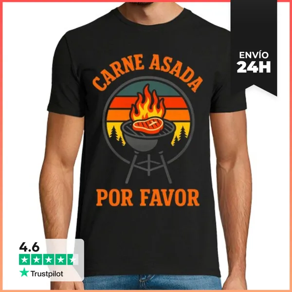 Camiseta Hombre Clásica Carne Asada Por Favor Barbacoa