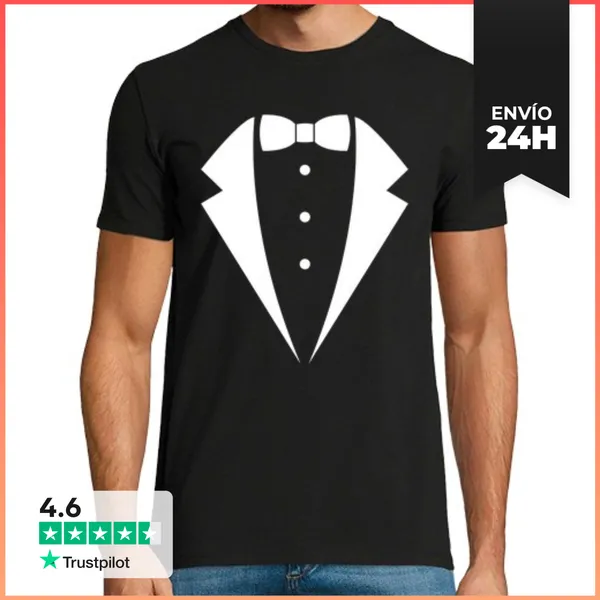 Camiseta Hombre Clásica Traje Y Pajarita Novio Despedida De Sol