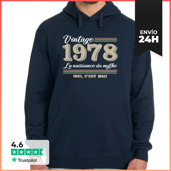 Sudadera Unisex Con Capucha 1978 Año De Nacimiento Y Divertido