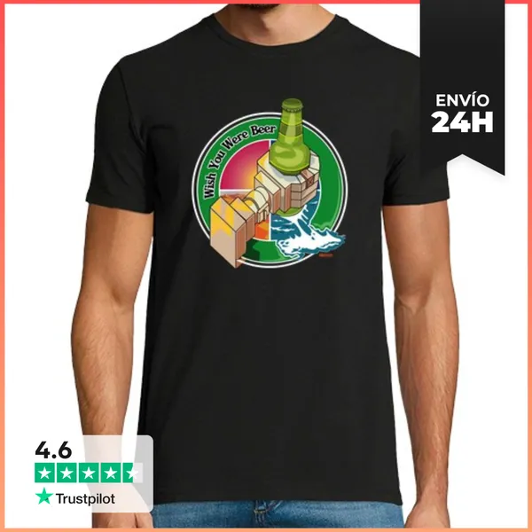 Camiseta Hombre Clásica Wish You Were Beer LaTostadora