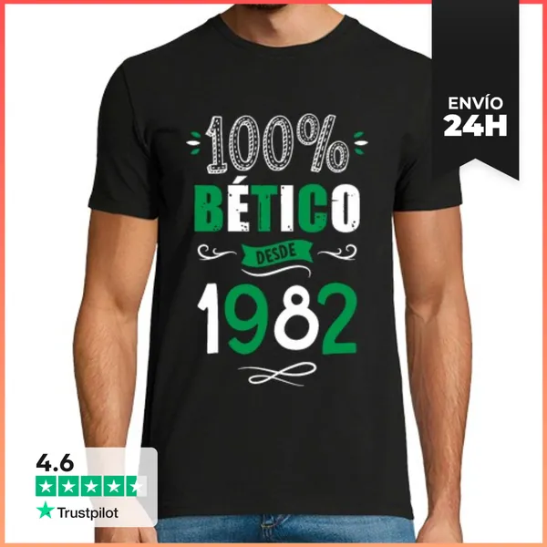 Camiseta Hombre Clásica 100 X 100 Bético Desde 1982, 43 Años