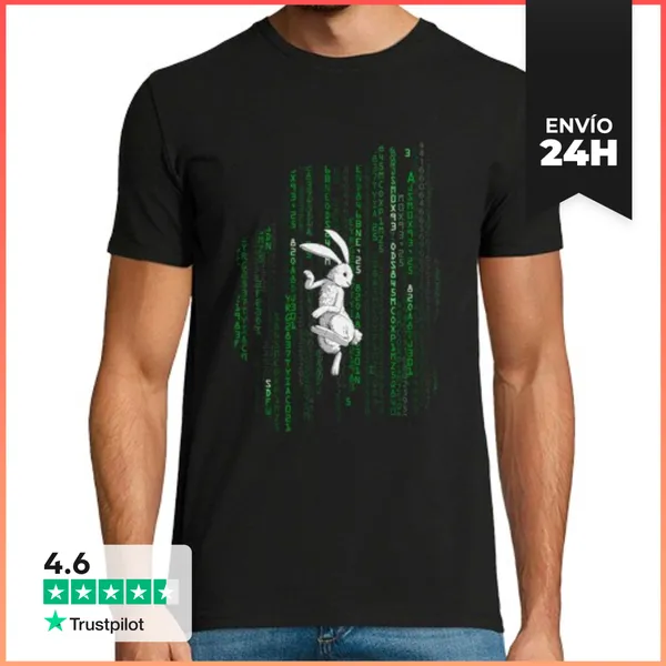 Camiseta Hombre Clásica Matriz Neo Vida Trinidad Morfeo Conejo