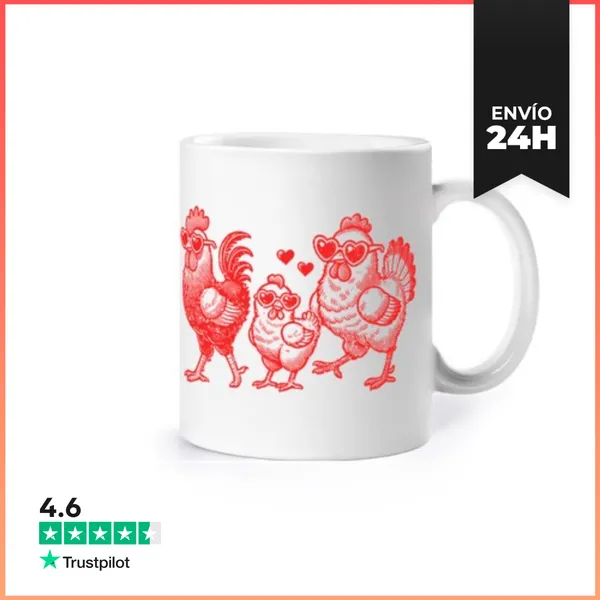 Taza GALLINAS CON GAFAS DE CORAZONES LaTostadora