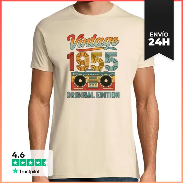 Camiseta Hombre Clásica Camiseta Vintage 1955 - Edición Original
