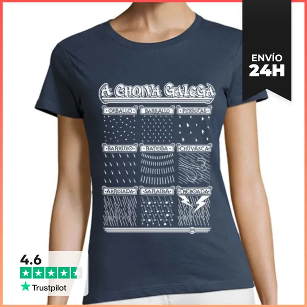 Camiseta Mujer Clásica Galicia Nombres Lluvia En Gallego