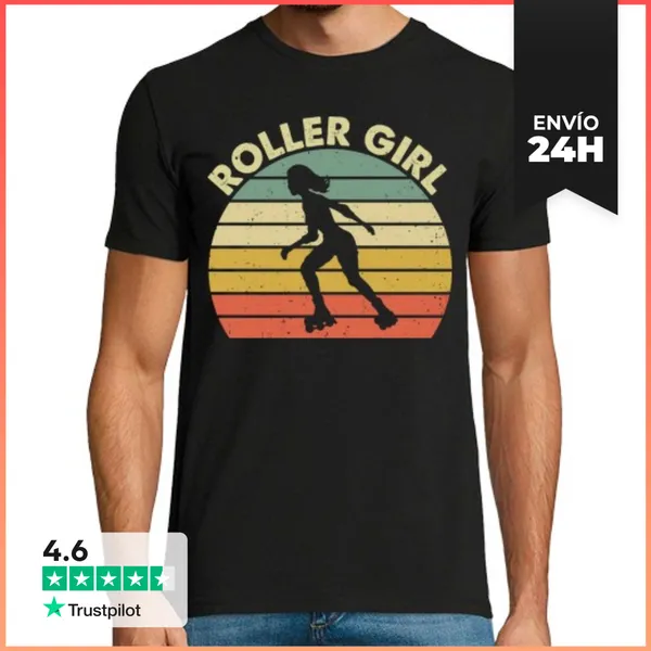 Camiseta Hombre Clásica ROLLER GIRL PATINADORA PUESTA DE SOL