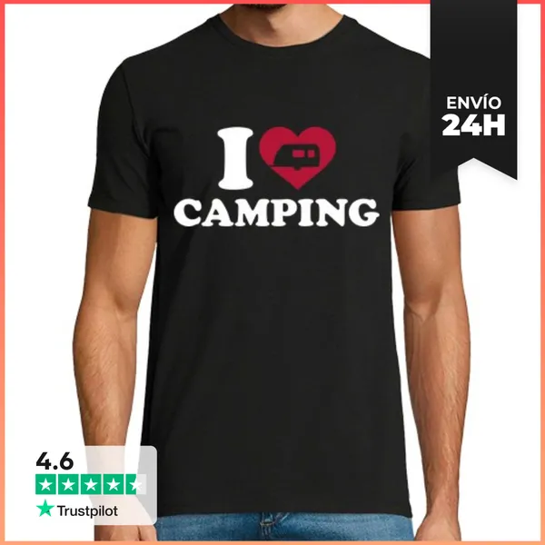 Camiseta Hombre Clásica Me Encanta Acampar LaTostadora