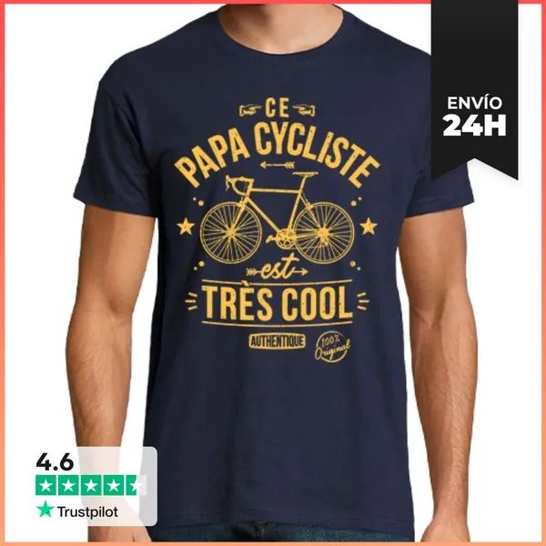 Camiseta Hombre Clásica Ce Papa Cycliste Est Très Cool