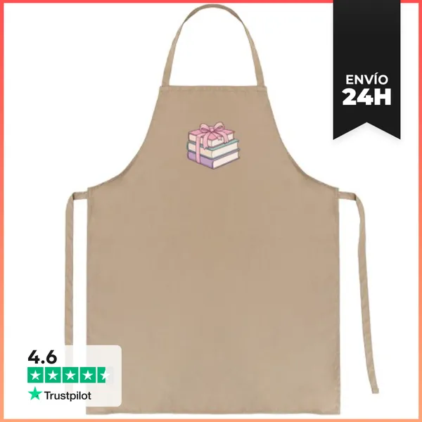 Delantal Montón De Libros Con Cinta Rosa LaTostadora