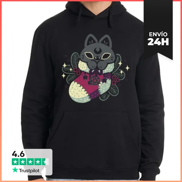 Sudadera Unisex Con Capucha Calcetín Navideño De Gato Gótico