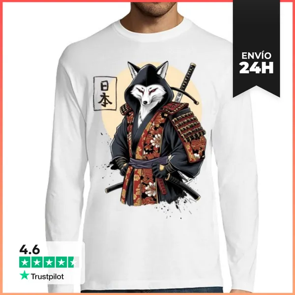 Camiseta Hombre Manga Larga Espíritu Samurái Del Zorro