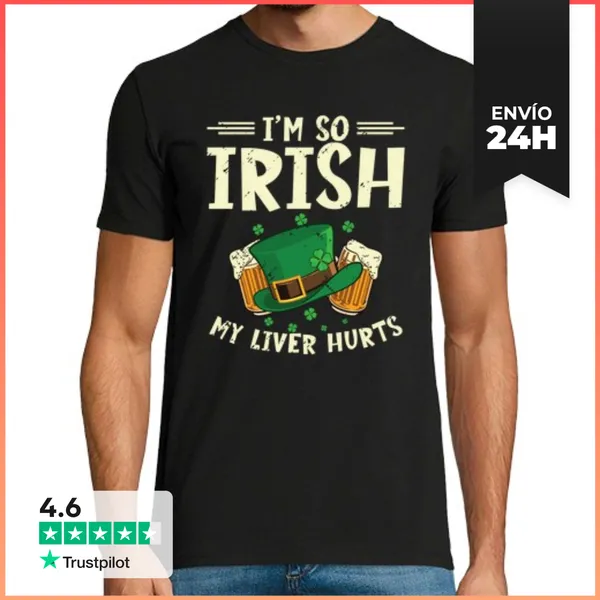 Camiseta Hombre Clásica Soy Tan Irlandés Que Me Duele El Hígado